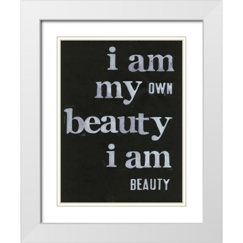 Be Beautiful I White Modern Wood Framed Art Print with Double Matting by Velasquez, Deborah