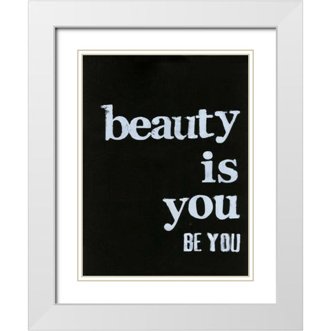 Be Beautiful IV White Modern Wood Framed Art Print with Double Matting by Velasquez, Deborah