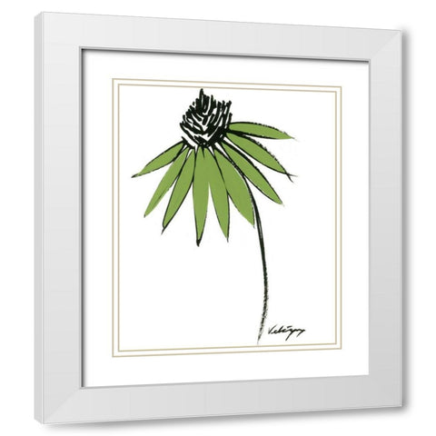Graphic Cone Flower I White Modern Wood Framed Art Print with Double Matting by Velasquez, Deborah