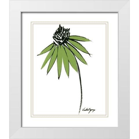 Graphic Cone Flower I White Modern Wood Framed Art Print with Double Matting by Velasquez, Deborah
