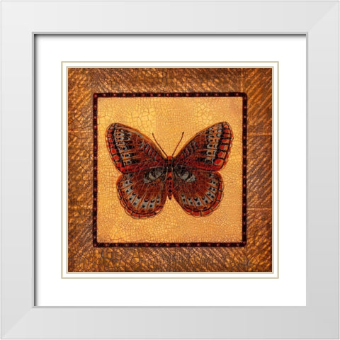 Crackled Butterfly - Fritillary White Modern Wood Framed Art Print with Double Matting by Russell, Wendy