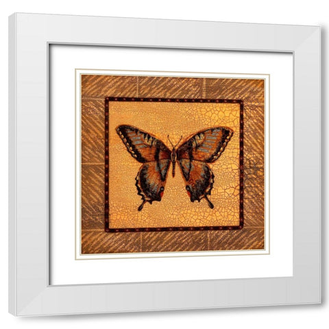 Crackled Butterfly - Swallowtail White Modern Wood Framed Art Print with Double Matting by Russell, Wendy