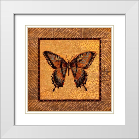 Crackled Butterfly - Swallowtail White Modern Wood Framed Art Print with Double Matting by Russell, Wendy