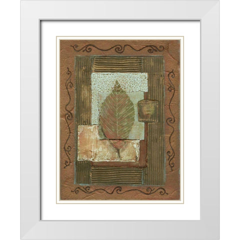 Leaf Quartet I White Modern Wood Framed Art Print with Double Matting by Russell, Wendy