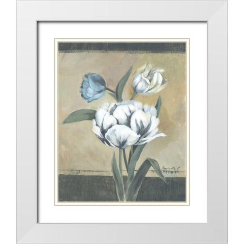 White Tulips I White Modern Wood Framed Art Print with Double Matting by Cohen, Marietta