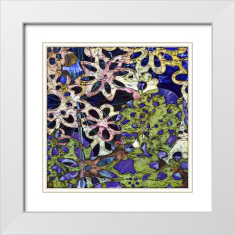 Bejeweled Woodblock III White Modern Wood Framed Art Print with Double Matting by Mountain, Ricki