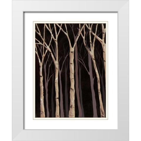 Midnight Birches I White Modern Wood Framed Art Print with Double Matting by Reynolds, Jade