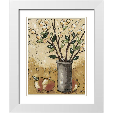 Leaves and Apples White Modern Wood Framed Art Print with Double Matting by Reynolds, Jade