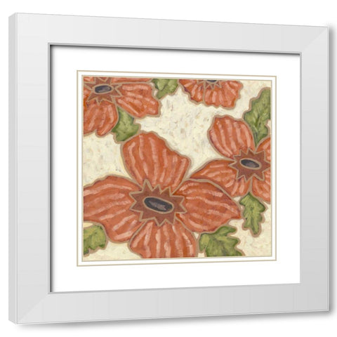 Persimmon Flora II White Modern Wood Framed Art Print with Double Matting by Deans, Karen
