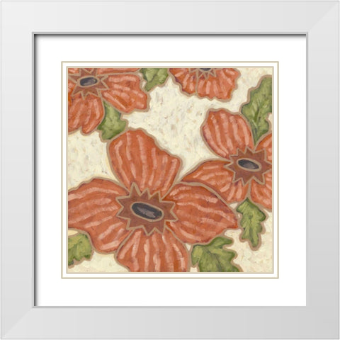 Persimmon Flora II White Modern Wood Framed Art Print with Double Matting by Deans, Karen