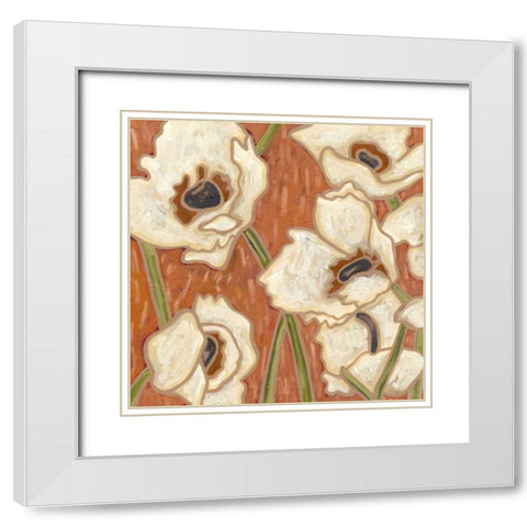 Persimmon Floral III White Modern Wood Framed Art Print with Double Matting by Deans, Karen
