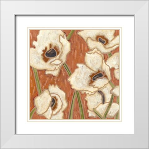 Persimmon Floral III White Modern Wood Framed Art Print with Double Matting by Deans, Karen