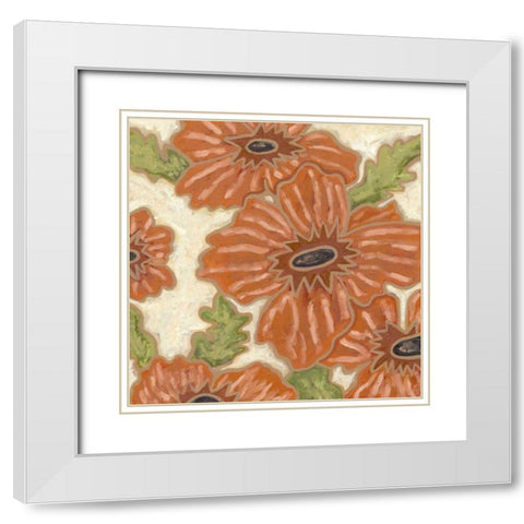 Persimmon Floral IV White Modern Wood Framed Art Print with Double Matting by Deans, Karen