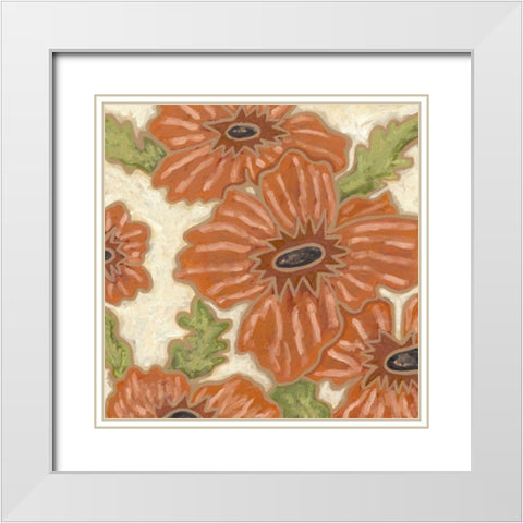 Persimmon Floral IV White Modern Wood Framed Art Print with Double Matting by Deans, Karen
