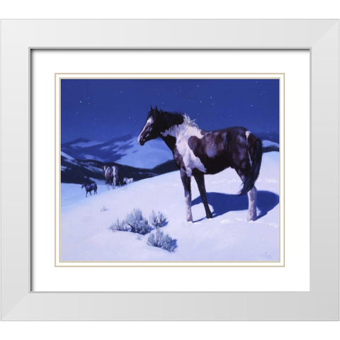 Painted Night White Modern Wood Framed Art Print with Double Matting by Chapman, Julie T.