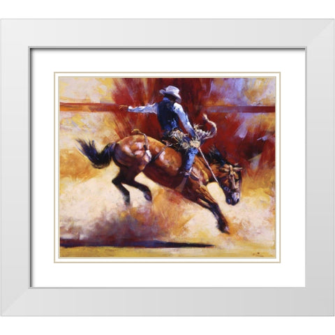 Yeehaw! White Modern Wood Framed Art Print with Double Matting by Chapman, Julie T.
