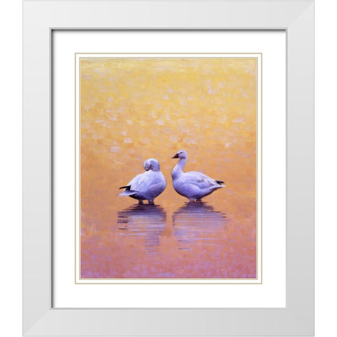 Dawn Meditation White Modern Wood Framed Art Print with Double Matting by Chapman, Julie T.