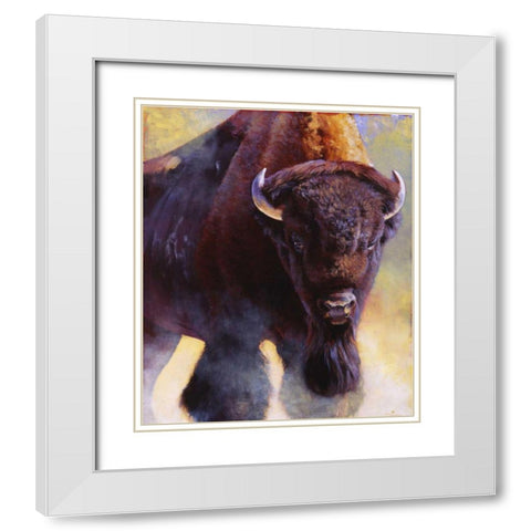Warrior White Modern Wood Framed Art Print with Double Matting by Chapman, Julie T.