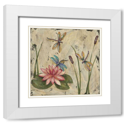 Dancing Dragonflies II White Modern Wood Framed Art Print with Double Matting by Reynolds, Jade