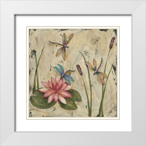 Dancing Dragonflies II White Modern Wood Framed Art Print with Double Matting by Reynolds, Jade