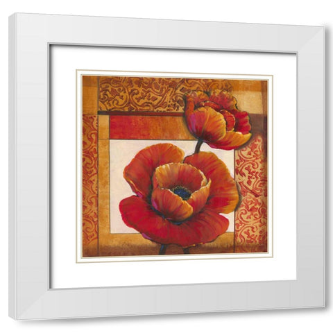 Poppy Pattern I White Modern Wood Framed Art Print with Double Matting by OToole, Tim