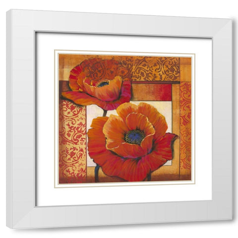 Poppy Pattern II White Modern Wood Framed Art Print with Double Matting by OToole, Tim