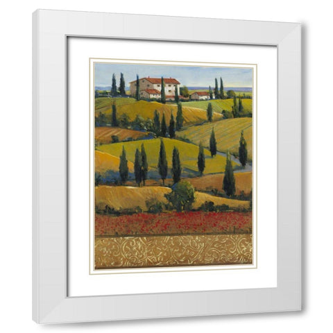 Hilltop Villa II White Modern Wood Framed Art Print with Double Matting by OToole, Tim