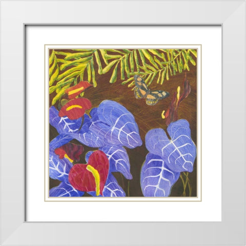 Tropical Monotype II White Modern Wood Framed Art Print with Double Matting by Roth, Carolyn
