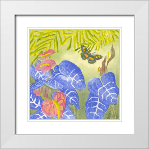 Tropical Monotype III White Modern Wood Framed Art Print with Double Matting by Roth, Carolyn