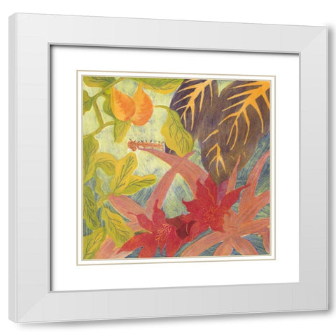 Tropical Monotype IV White Modern Wood Framed Art Print with Double Matting by Roth, Carolyn