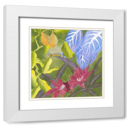 Tropical Monotype V White Modern Wood Framed Art Print with Double Matting by Roth, Carolyn