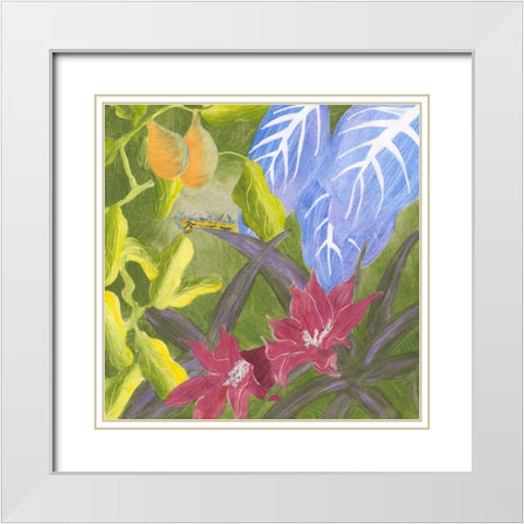 Tropical Monotype V White Modern Wood Framed Art Print with Double Matting by Roth, Carolyn