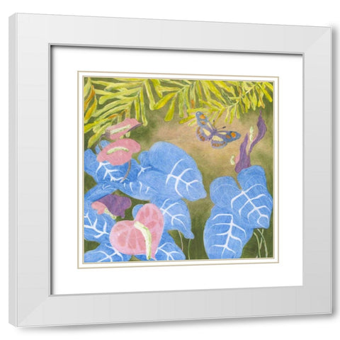 Tropical Monotype VI White Modern Wood Framed Art Print with Double Matting by Roth, Carolyn