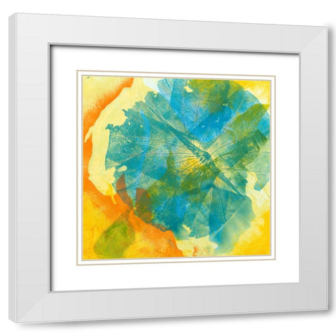 Lotus Monotype II White Modern Wood Framed Art Print with Double Matting by Roth, Carolyn