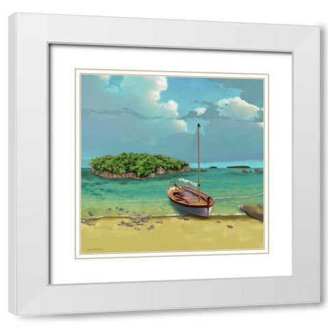 Sailing Serenity I White Modern Wood Framed Art Print with Double Matting by Novak, Rick