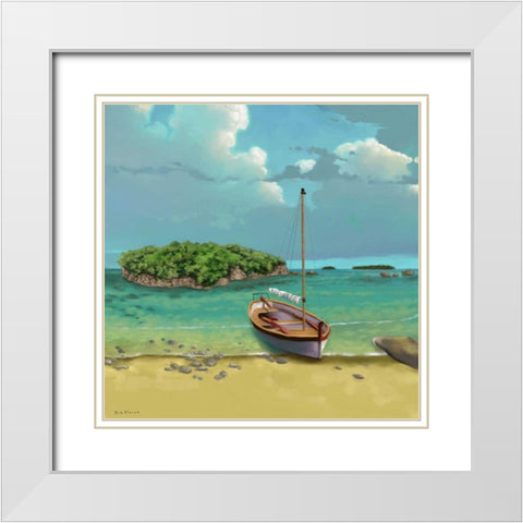 Sailing Serenity I White Modern Wood Framed Art Print with Double Matting by Novak, Rick