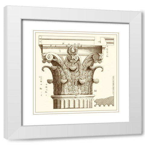 Corinthian Detail II White Modern Wood Framed Art Print with Double Matting by Vision Studio