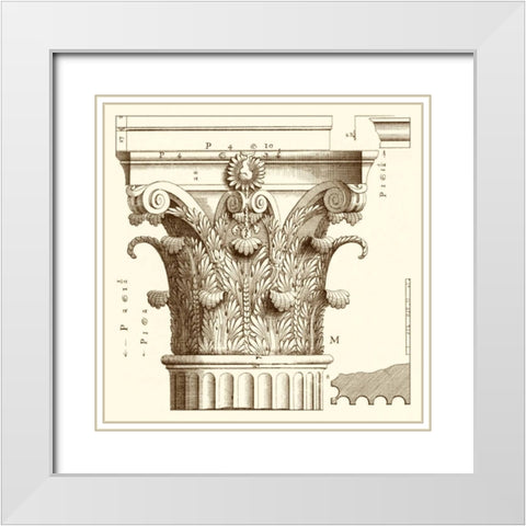 Corinthian Detail II White Modern Wood Framed Art Print with Double Matting by Vision Studio