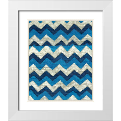 Silk Road Ikat IV White Modern Wood Framed Art Print with Double Matting by Zarris, Chariklia