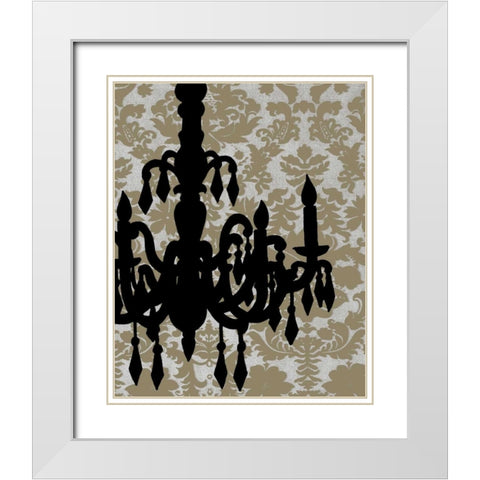 Chandelier Silhouette II White Modern Wood Framed Art Print with Double Matting by Harper, Ethan