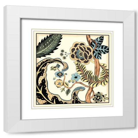 Jacobean Tile I White Modern Wood Framed Art Print with Double Matting by Zarris, Chariklia