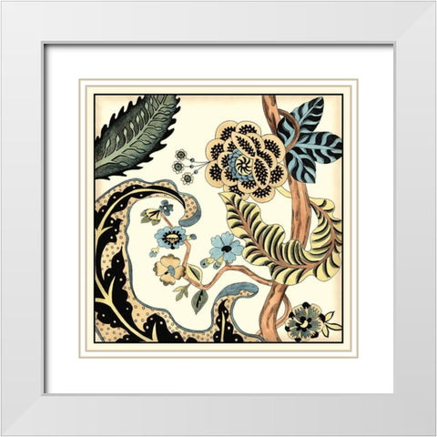 Jacobean Tile I White Modern Wood Framed Art Print with Double Matting by Zarris, Chariklia