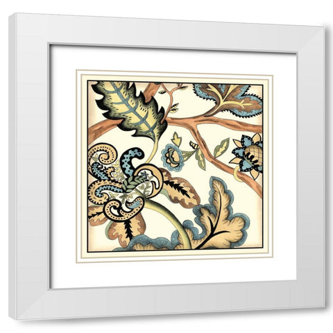 Jacobean Tile II White Modern Wood Framed Art Print with Double Matting by Zarris, Chariklia