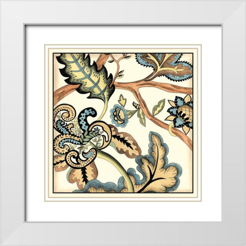 Jacobean Tile II White Modern Wood Framed Art Print with Double Matting by Zarris, Chariklia