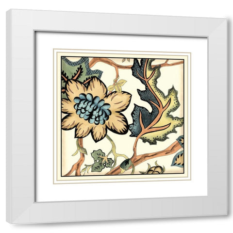 Jacobean Tile III White Modern Wood Framed Art Print with Double Matting by Zarris, Chariklia