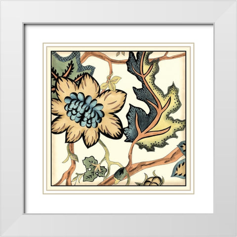 Jacobean Tile III White Modern Wood Framed Art Print with Double Matting by Zarris, Chariklia