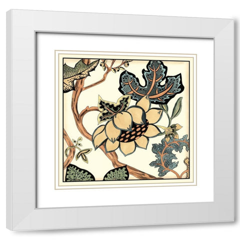 Jacobean Tile IV White Modern Wood Framed Art Print with Double Matting by Zarris, Chariklia