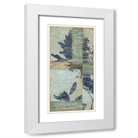 Indigo Branches II White Modern Wood Framed Art Print with Double Matting by Goldberger, Jennifer