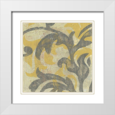 Decorative Twill I White Modern Wood Framed Art Print with Double Matting by Goldberger, Jennifer