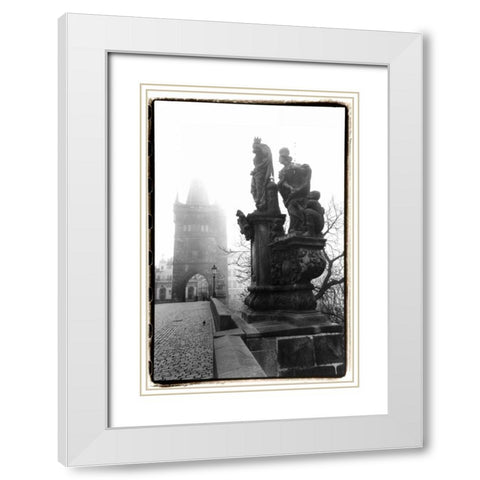 Charles Bridge in Morning Fog II White Modern Wood Framed Art Print with Double Matting by DeNardo, Laura